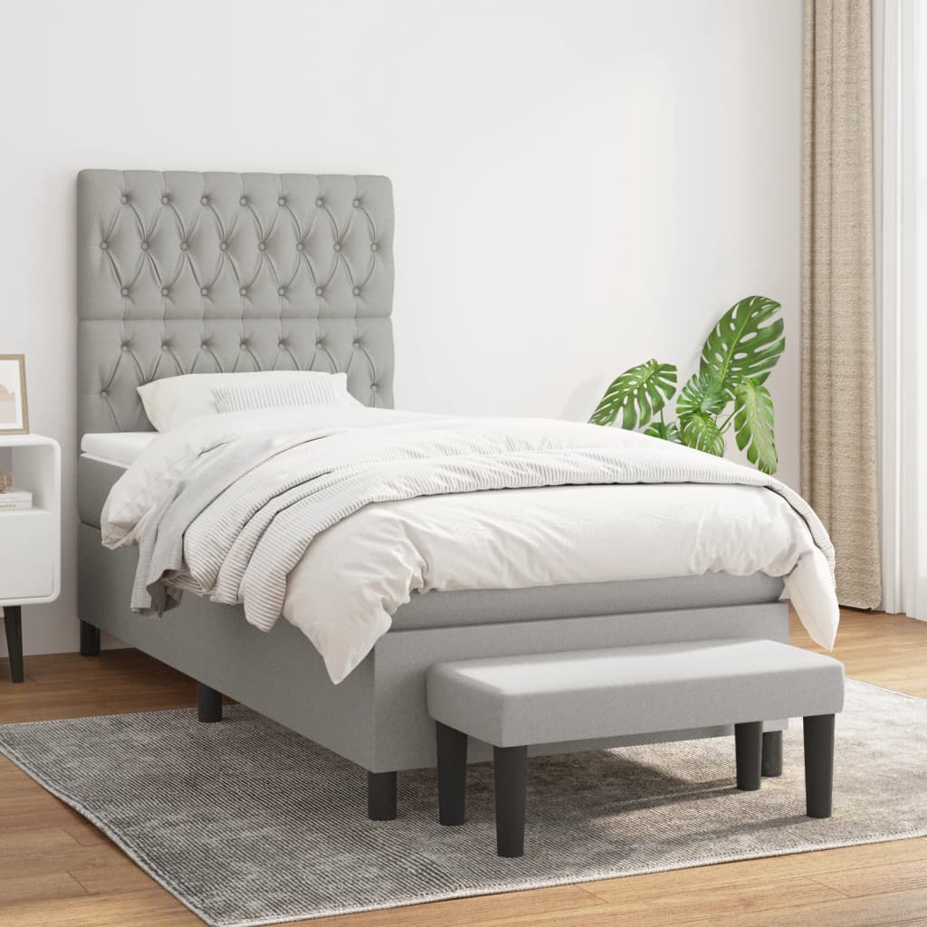 Lit À Ressorts Avec Tête De Lit Tissu