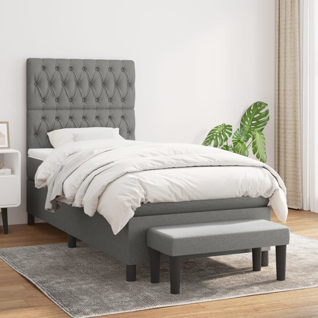 Lit À Ressorts Avec Tête De Lit Tissu