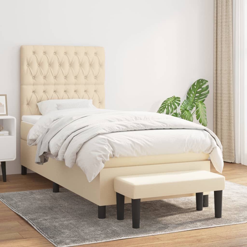 Lit À Ressorts Avec Tête De Lit Tissu