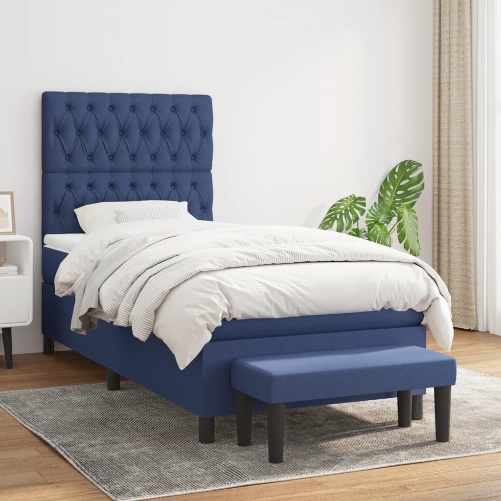 Lit À Ressorts Avec Tête De Lit Tissu