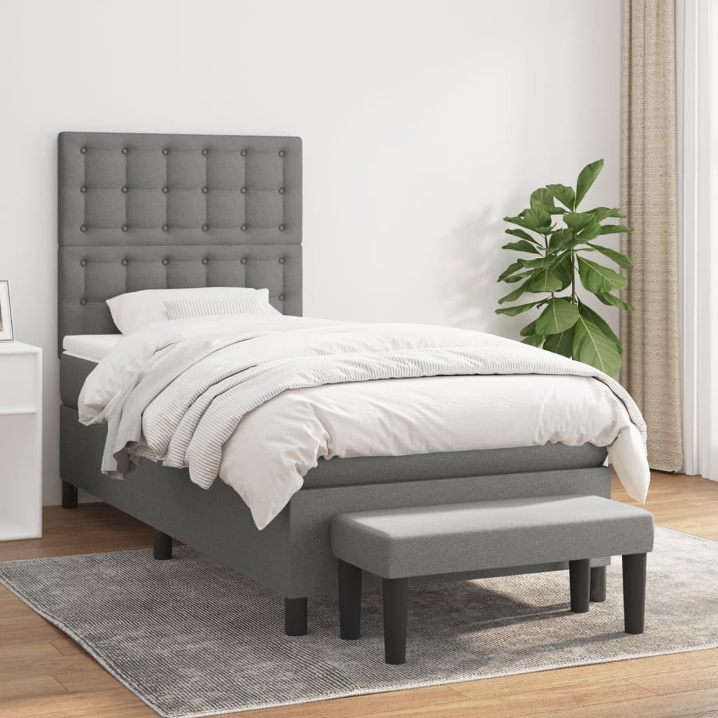 Lit À Ressorts Avec Tête De Lit Tissu
