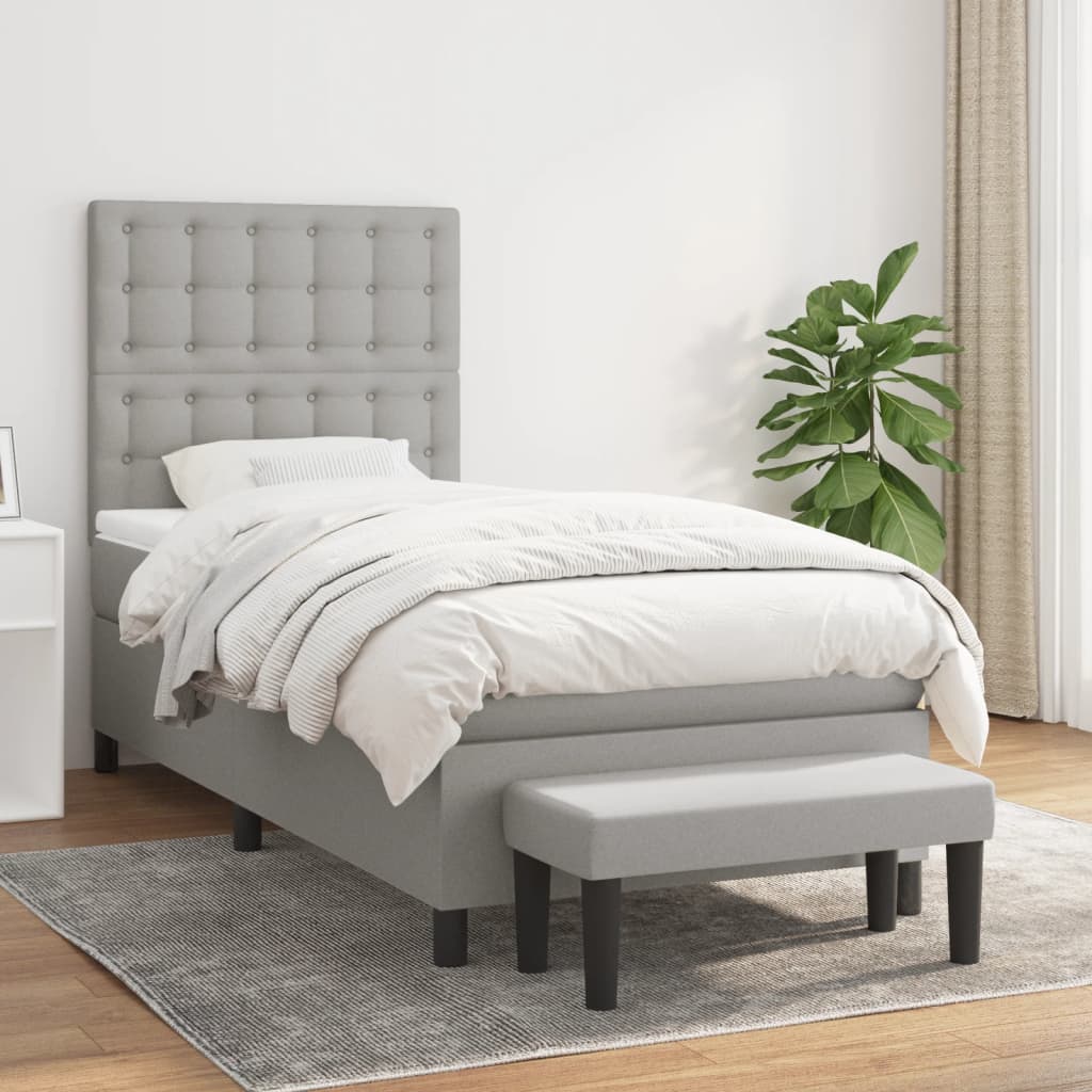 Lit À Ressorts Avec Tête De Lit Tissu