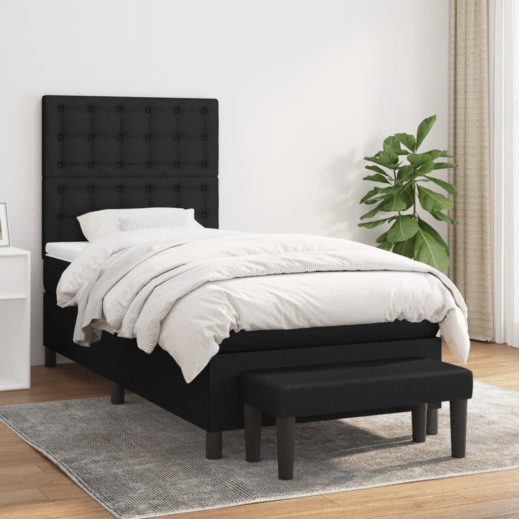 Lit À Ressorts Avec Tête De Lit Tissu