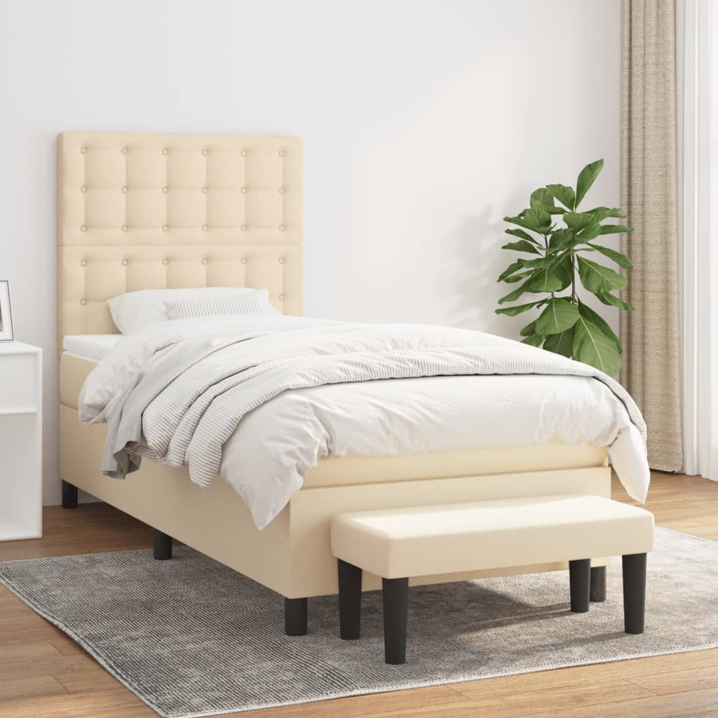 Lit À Ressorts Avec Tête De Lit Tissu