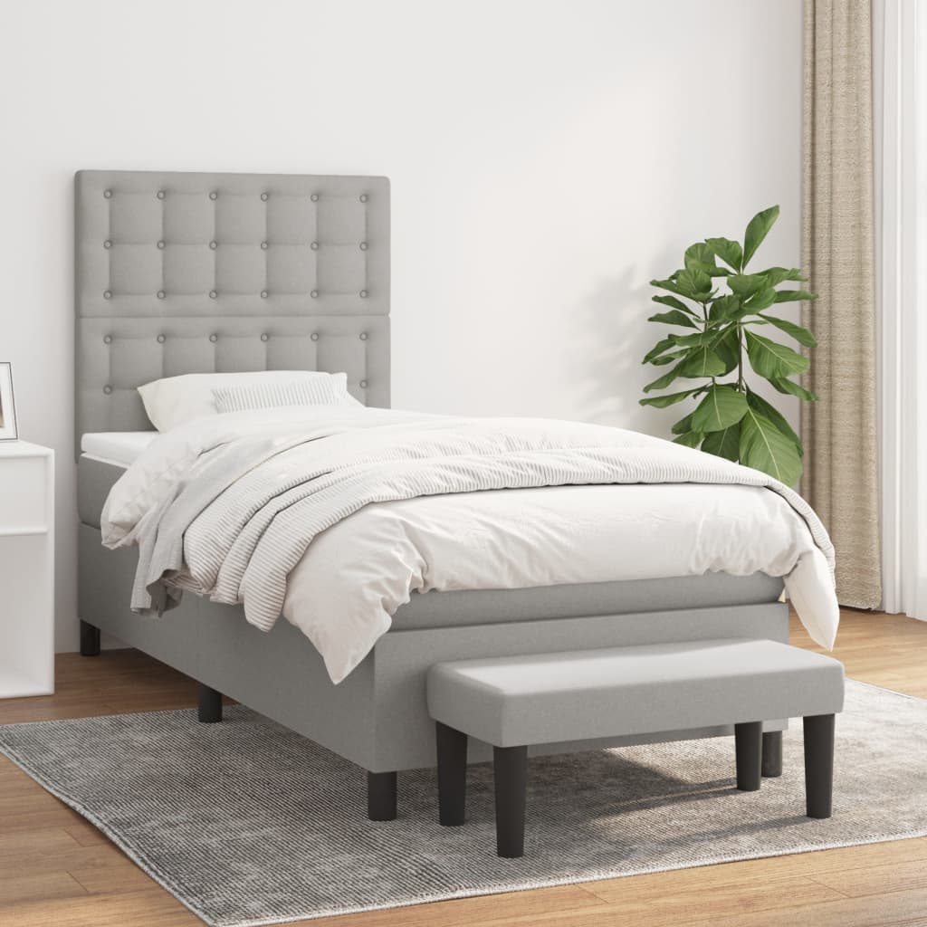 Lit À Ressorts Avec Tête De Lit Tissu
