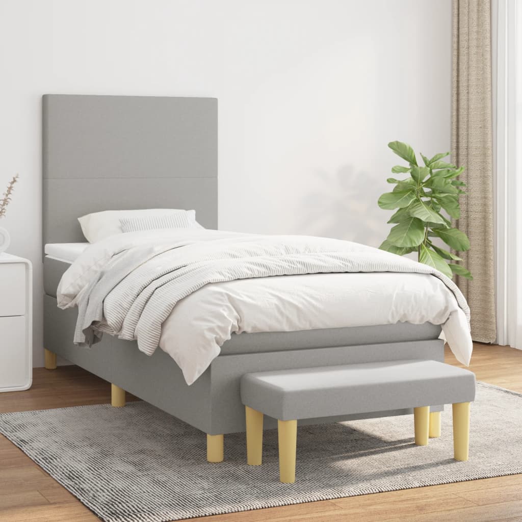Lit À Ressorts Avec Coussin 190 X 90 Cm Tissu