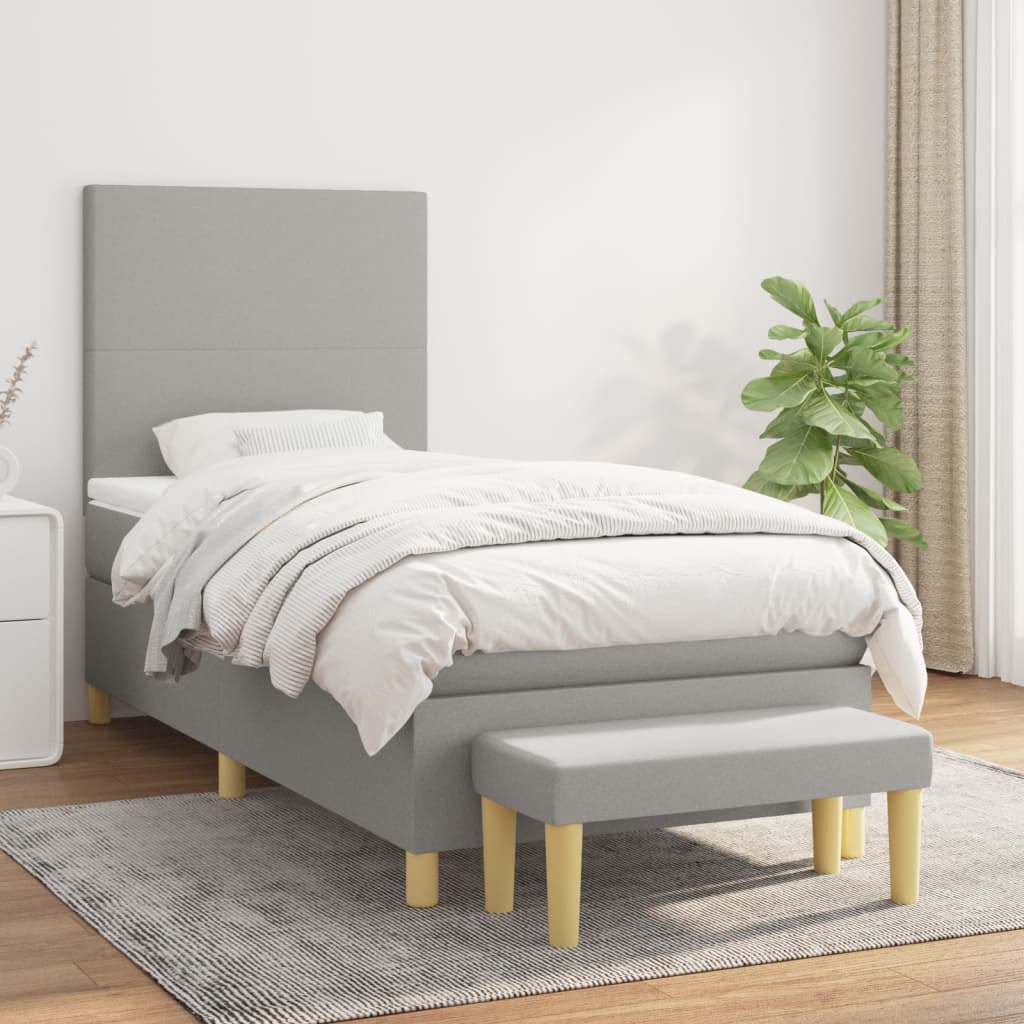 Lit À Ressorts Avec Coussin 190 X 90 Cm Tissu