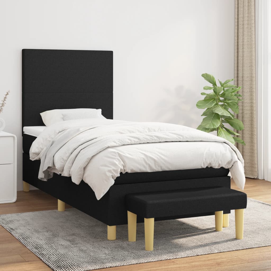 Lit À Ressorts Avec Coussin 190 X 90 Cm Tissu