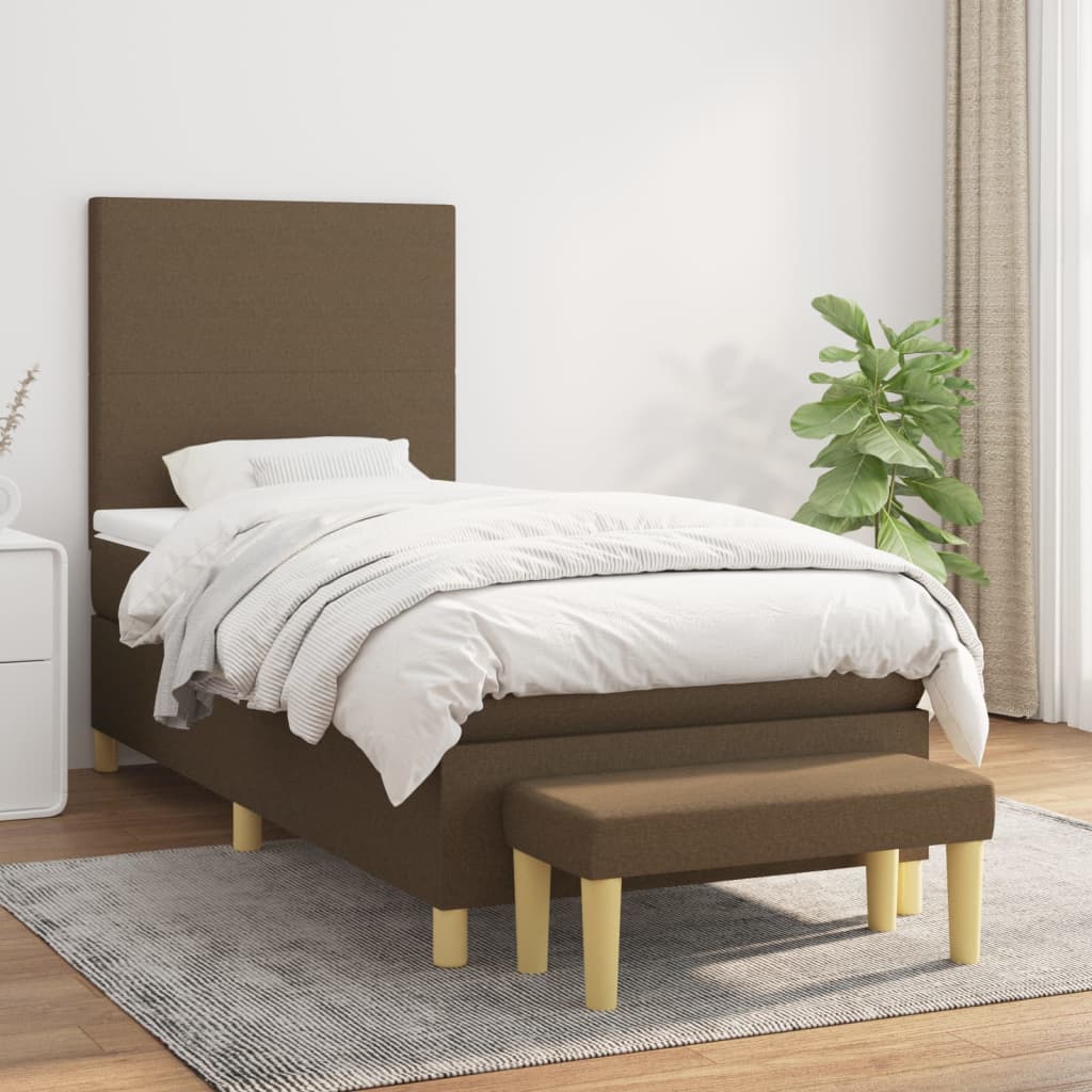 Lit À Ressorts Avec Coussin 190 X 90 Cm Tissu