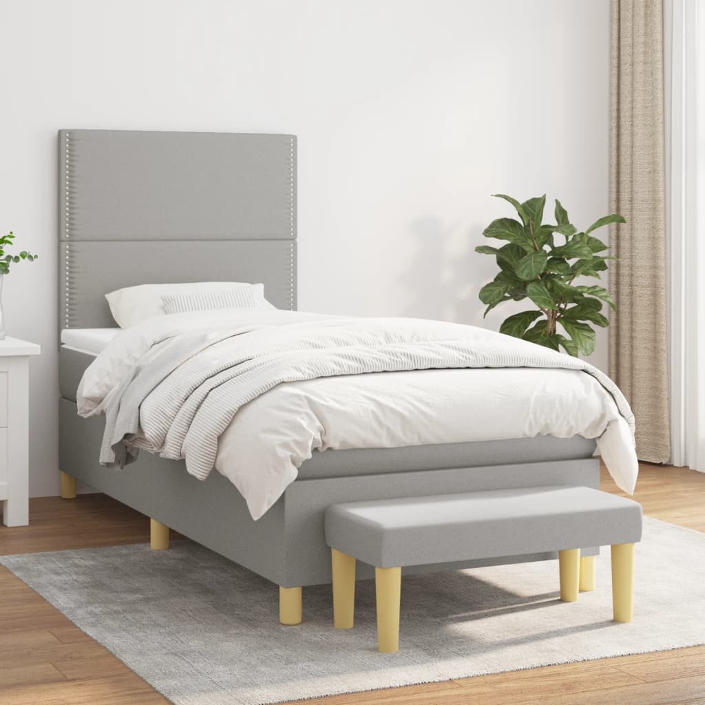 Lit À Ressorts Avec Coussin 190 X 90 Cm Tissu