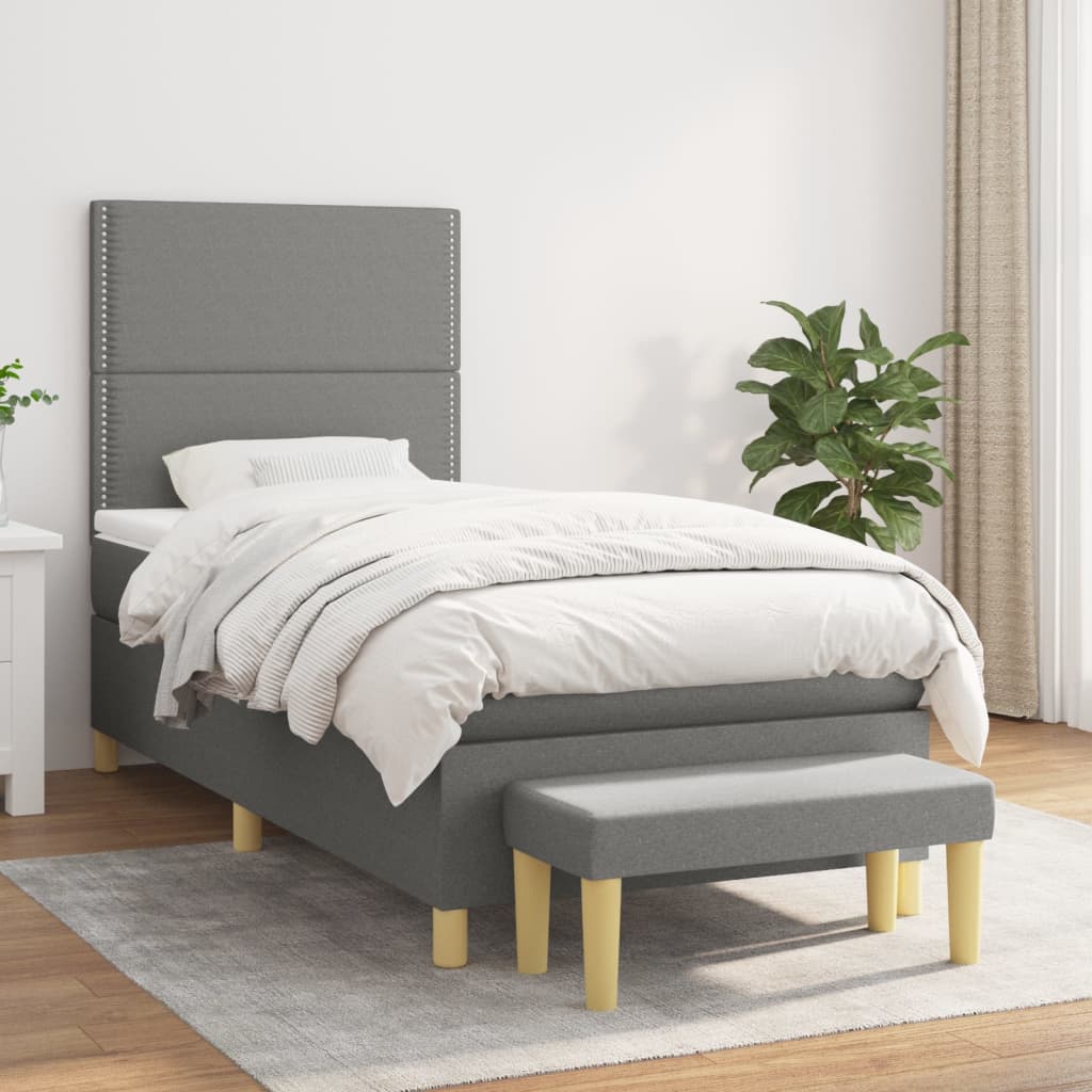 Lit À Ressorts Avec Coussin 190 X 90 Cm Tissu