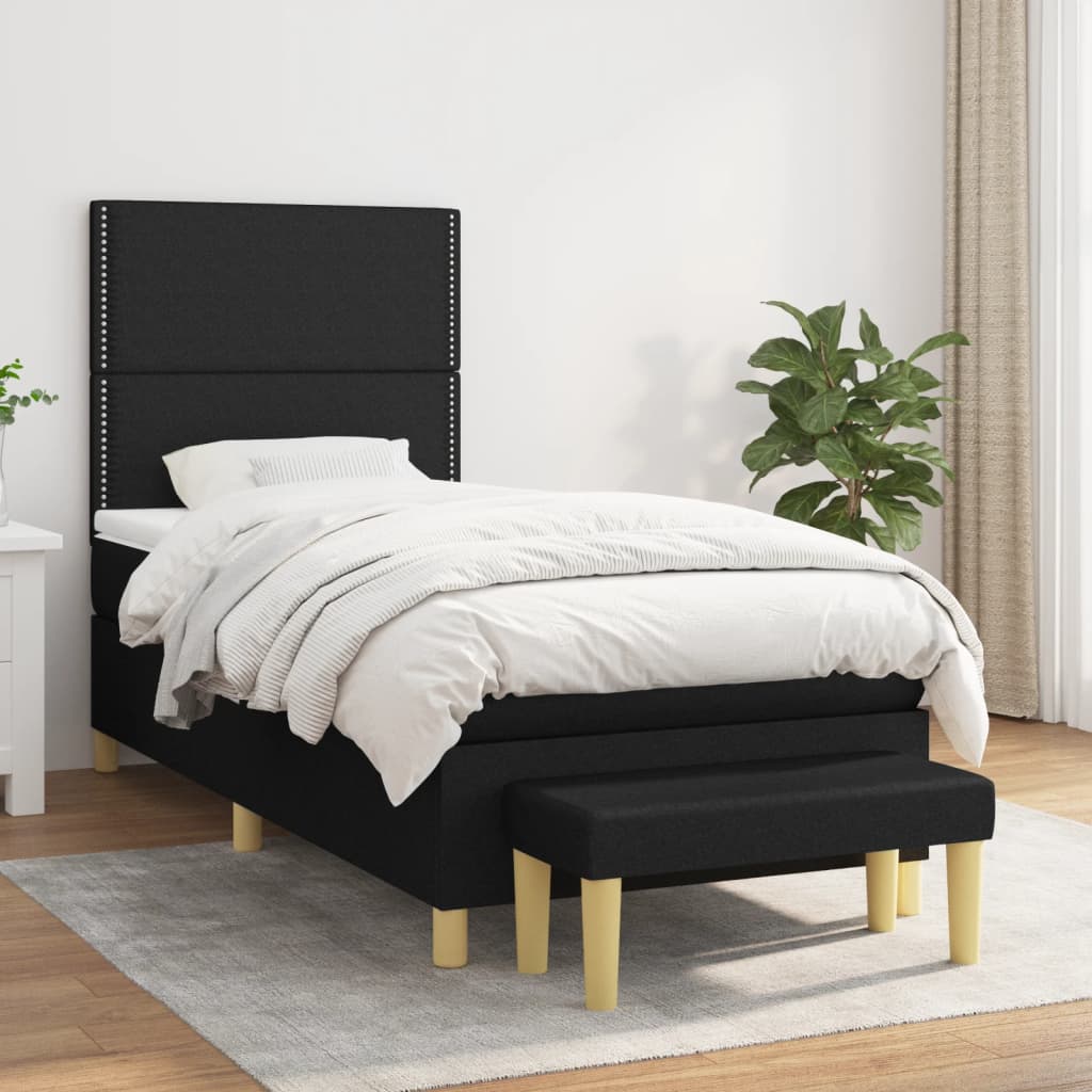 Lit À Ressorts Avec Coussin 190 X 90 Cm Tissu