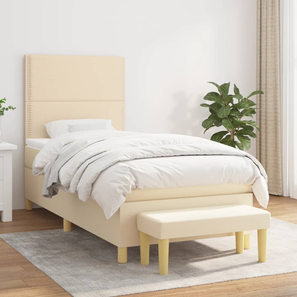 Lit À Ressorts Avec Coussin 190 X 90 Cm Tissu