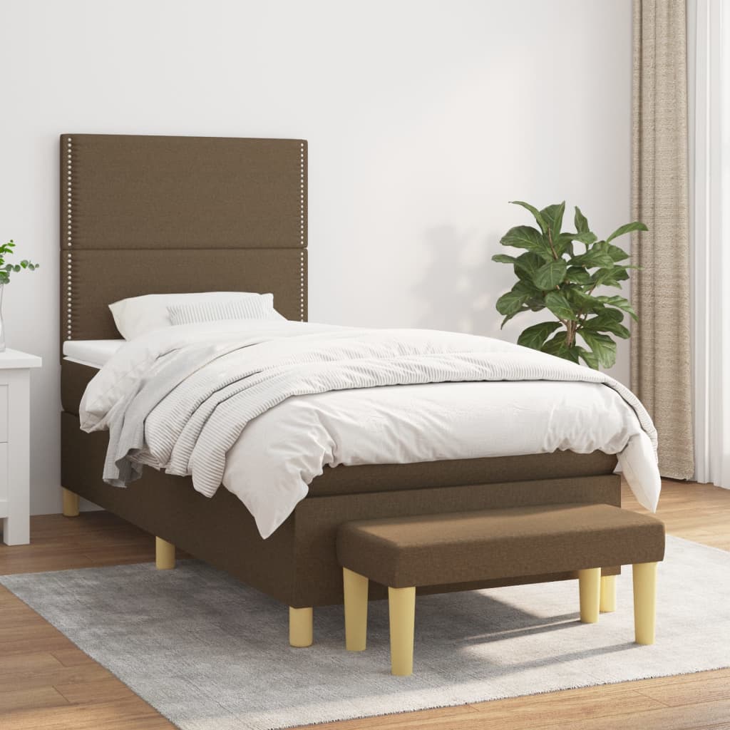 Lit À Ressorts Avec Coussin 190 X 90 Cm Tissu