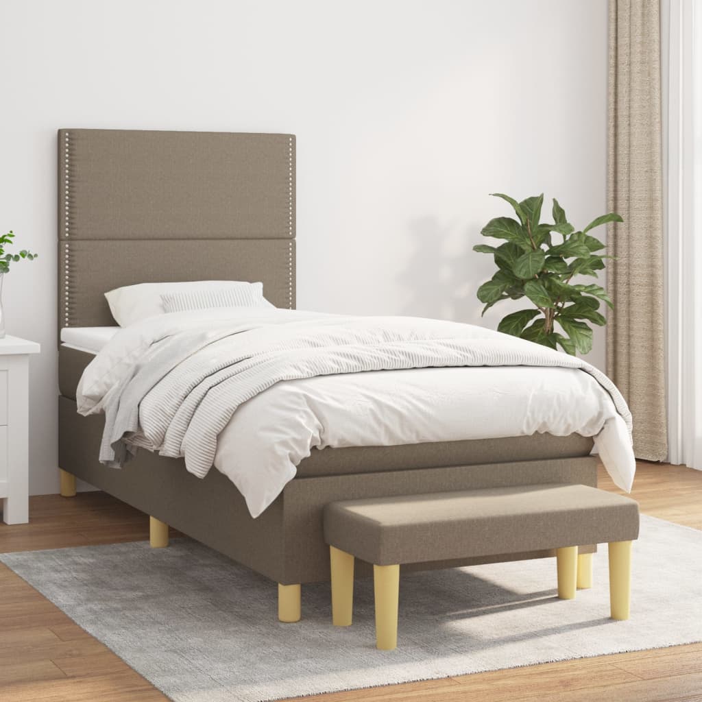 Lit À Ressorts Avec Coussin 190 X 90 Cm Tissu