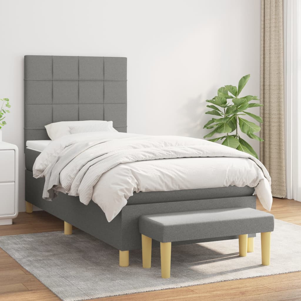 Lit À Ressorts Avec Coussin 190 X 90 Cm Tissu