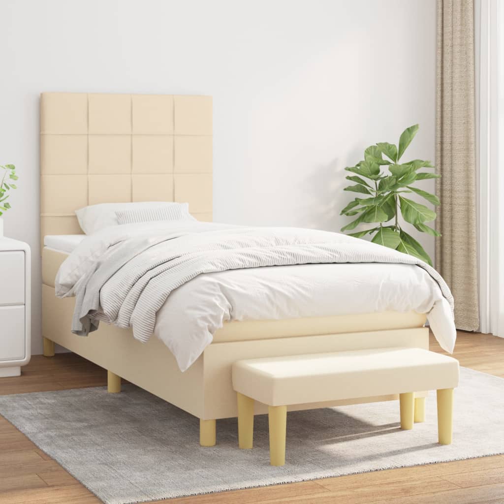 Lit À Ressorts Avec Coussin 190 X 90 Cm Tissu