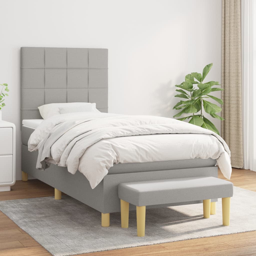Lit À Ressorts Avec Coussin 190 X 90 Cm Tissu