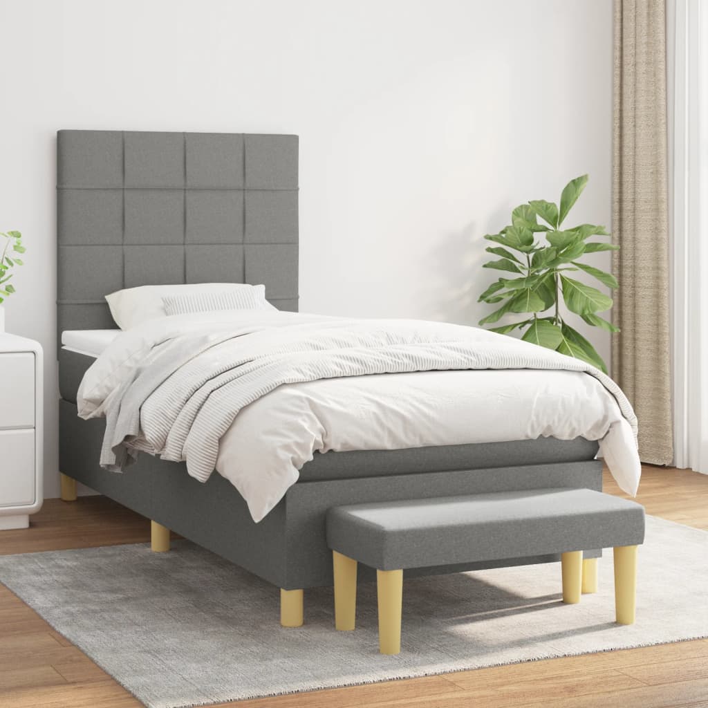 Lit À Ressorts Avec Coussin 190 X 90 Cm Tissu