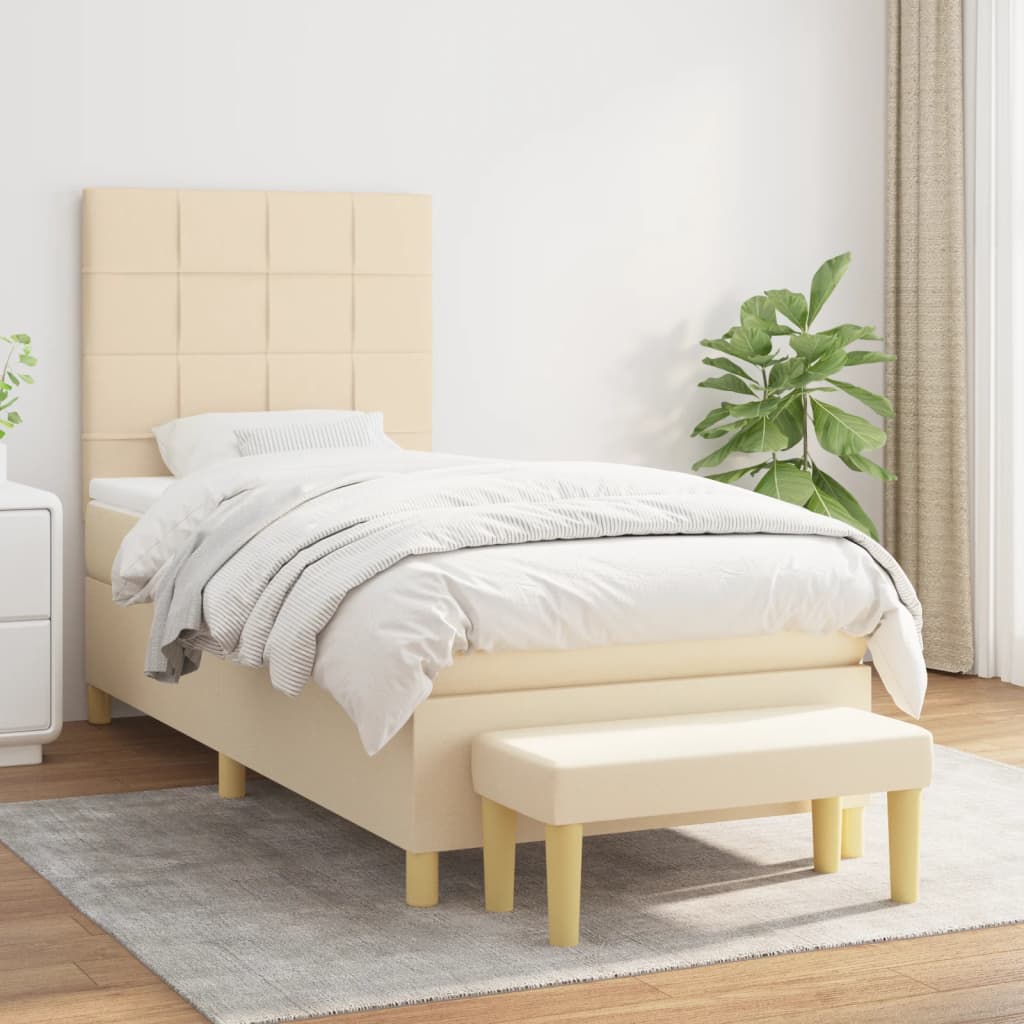 Lit À Ressorts Avec Coussin 190 X 90 Cm Tissu