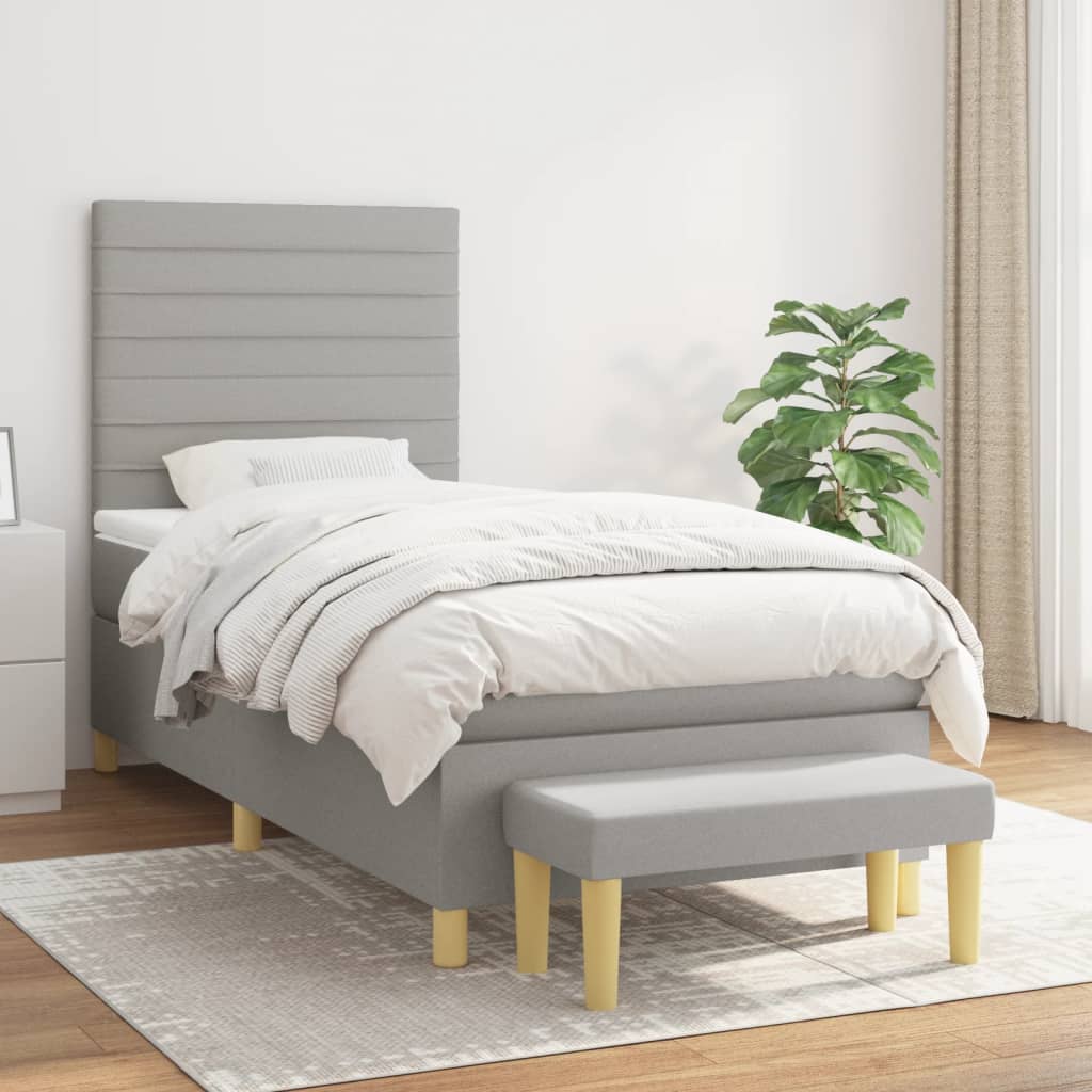 Lit À Ressorts Avec Coussin 190 X 90 Cm Tissu