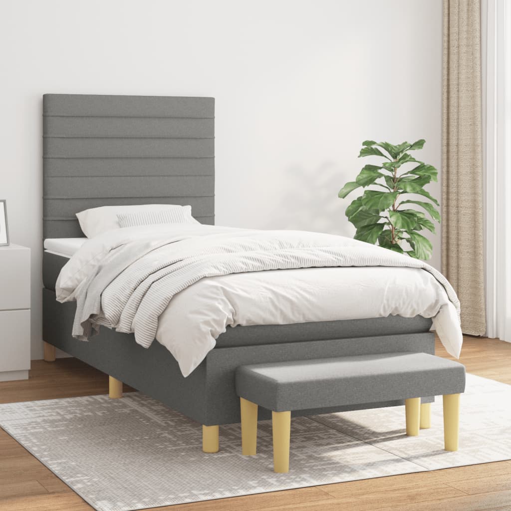 Lit À Ressorts Avec Coussin 190 X 90 Cm Tissu