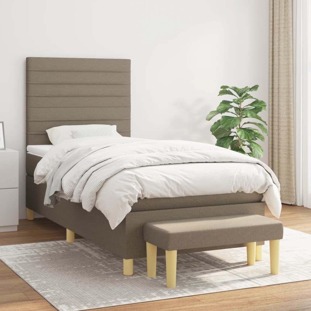 Lit À Ressorts Avec Coussin 190 X 90 Cm Tissu