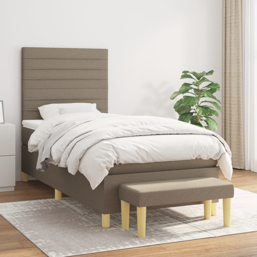 Lit À Ressorts Avec Coussin 190 X 90 Cm Tissu