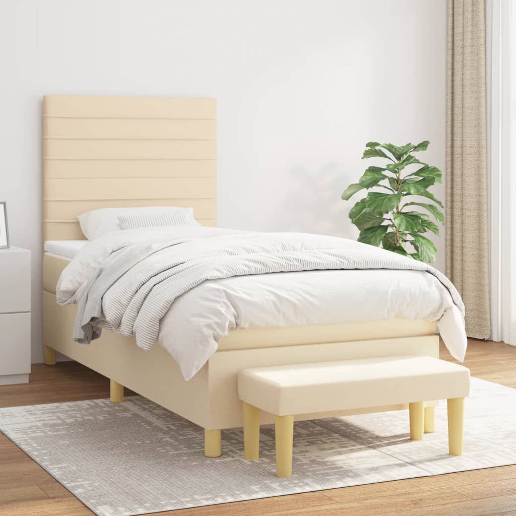 Lit À Ressorts Avec Coussin 190 X 90 Cm Tissu