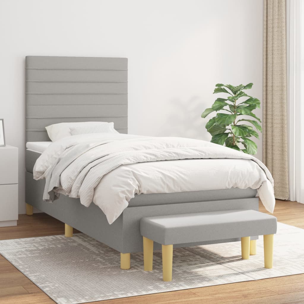 Lit À Ressorts Avec Coussin 190 X 90 Cm Tissu