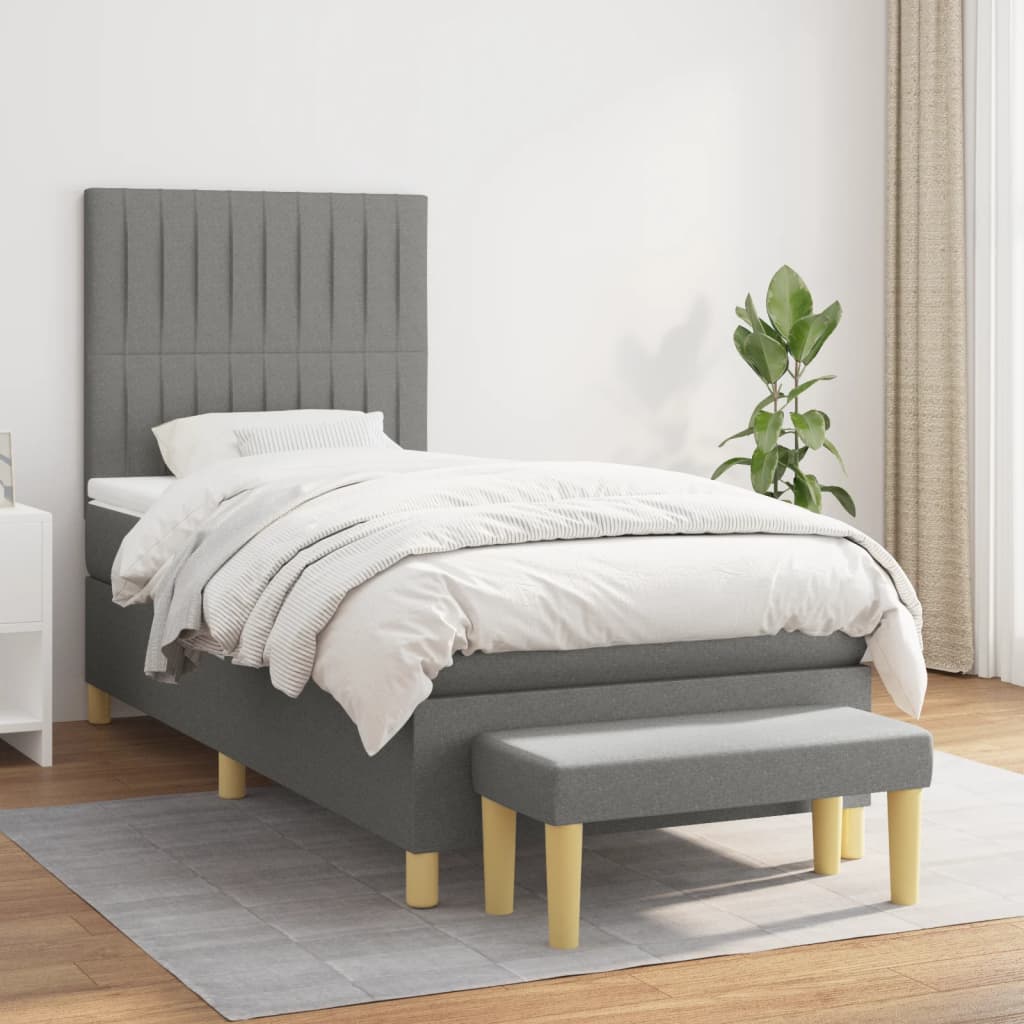 Lit À Ressorts Avec Coussin 190 X 90 Cm Tissu