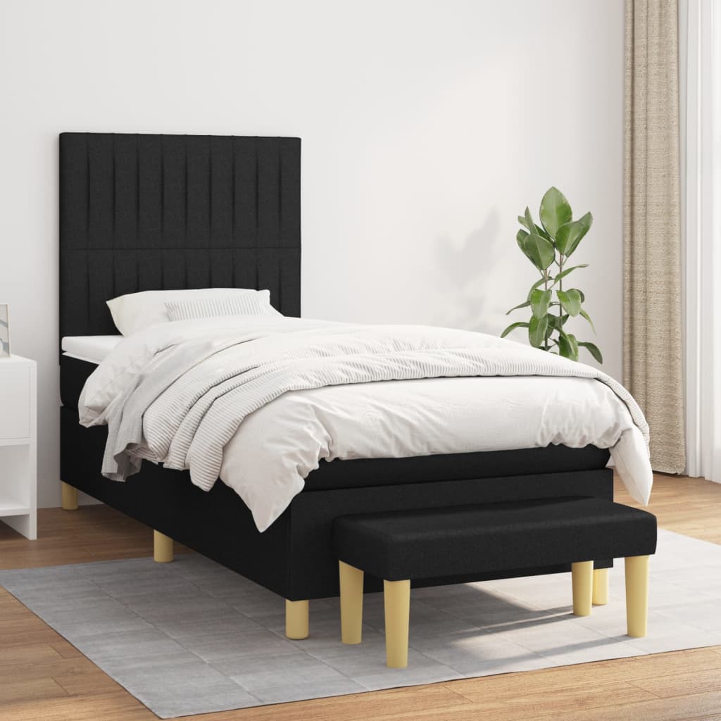 Lit À Ressorts Avec Coussin 190 X 90 Cm Tissu