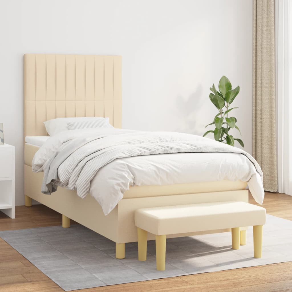 Lit À Ressorts Avec Coussin 190 X 90 Cm Tissu