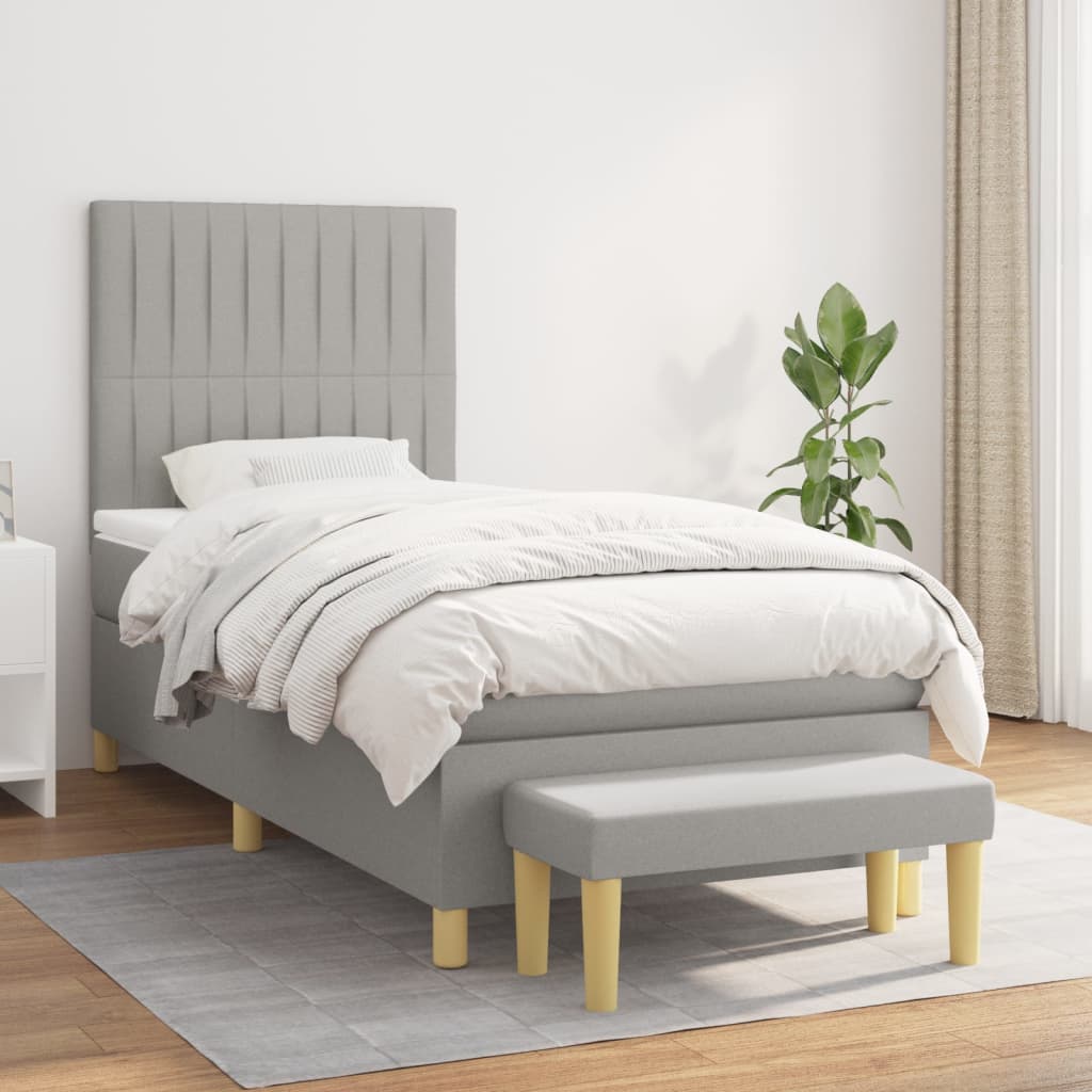 Lit À Ressorts Avec Coussin 190 X 90 Cm Tissu