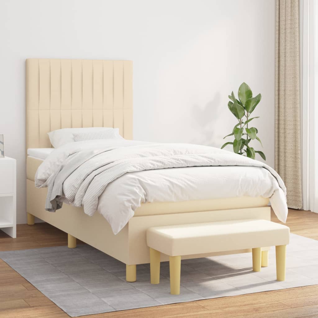 Lit À Ressorts Avec Coussin 190 X 90 Cm Tissu