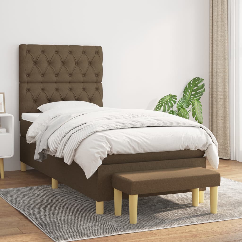 Lit À Ressorts Avec Coussin 190 X 90 Cm Tissu