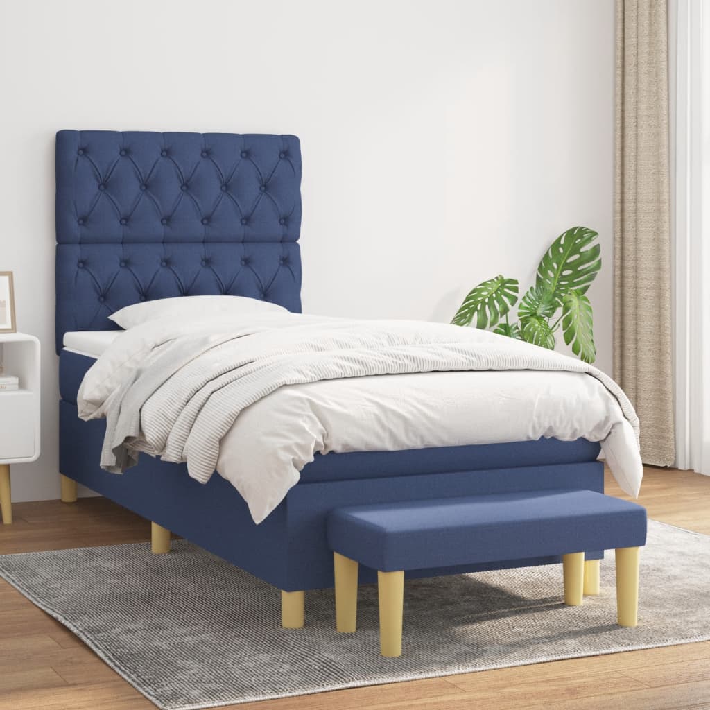 Lit À Ressorts Avec Coussin 190 X 90 Cm Tissu