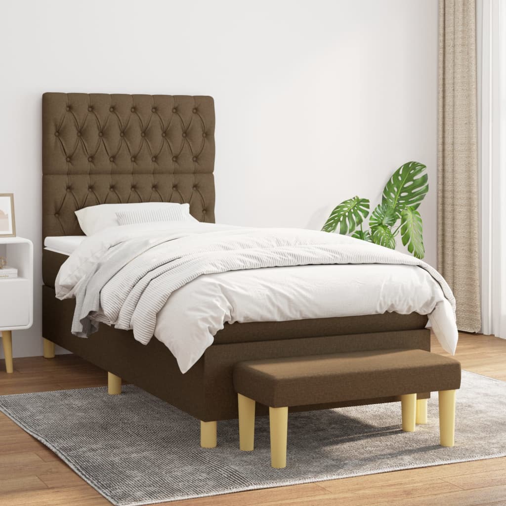 Lit À Ressorts Avec Coussin 190 X 90 Cm Tissu