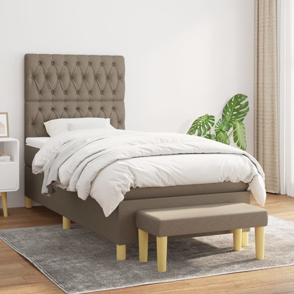 Lit À Ressorts Avec Coussin 190 X 90 Cm Tissu