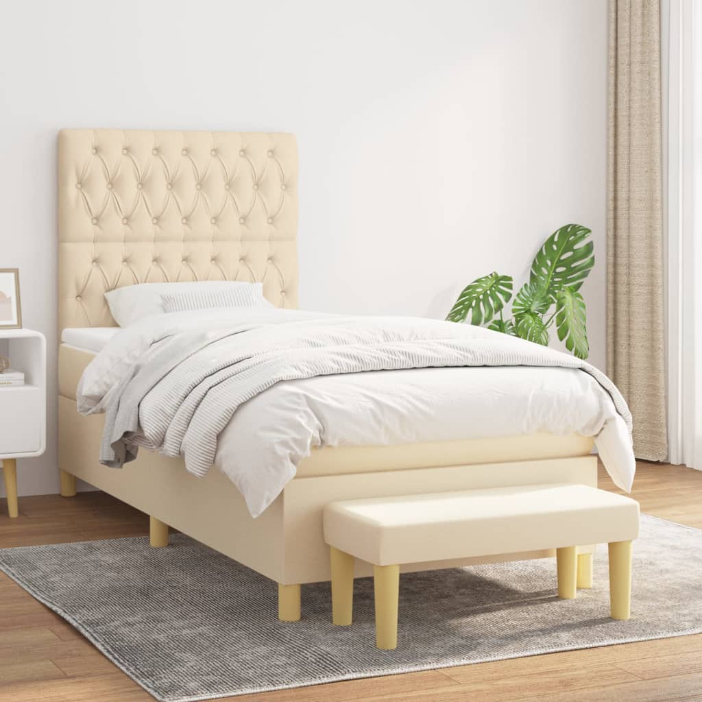 Lit À Ressorts Avec Coussin 190 X 90 Cm Tissu