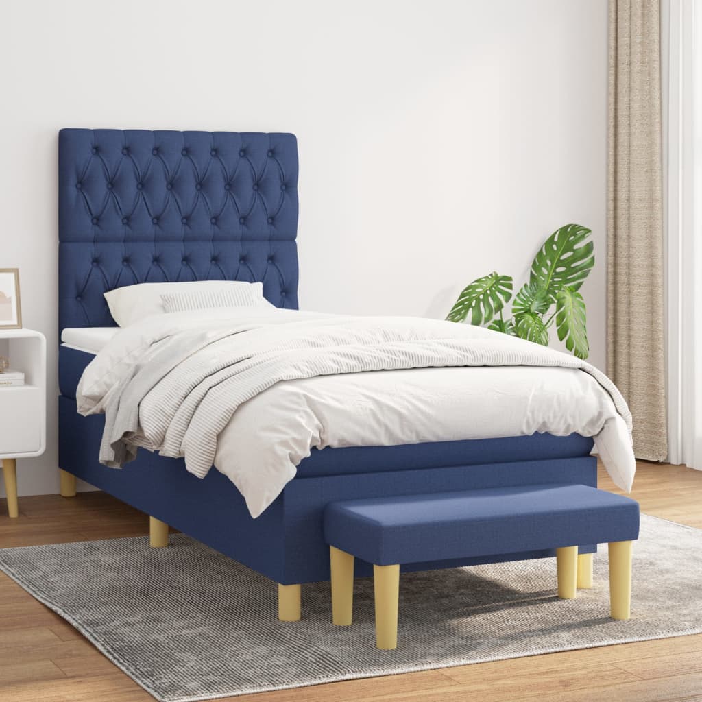 Lit À Ressorts Avec Coussin 190 X 90 Cm Tissu