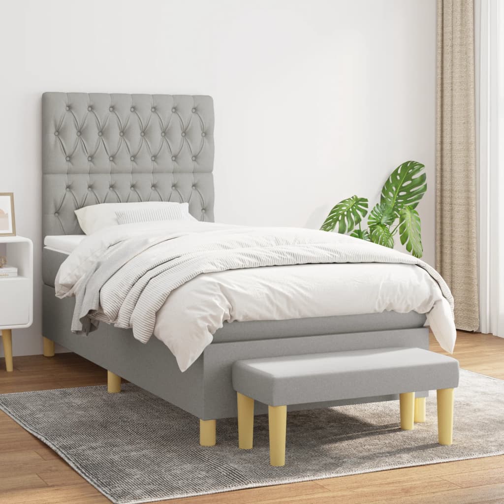 Lit À Ressorts Avec Coussin 190 X 90 Cm Tissu