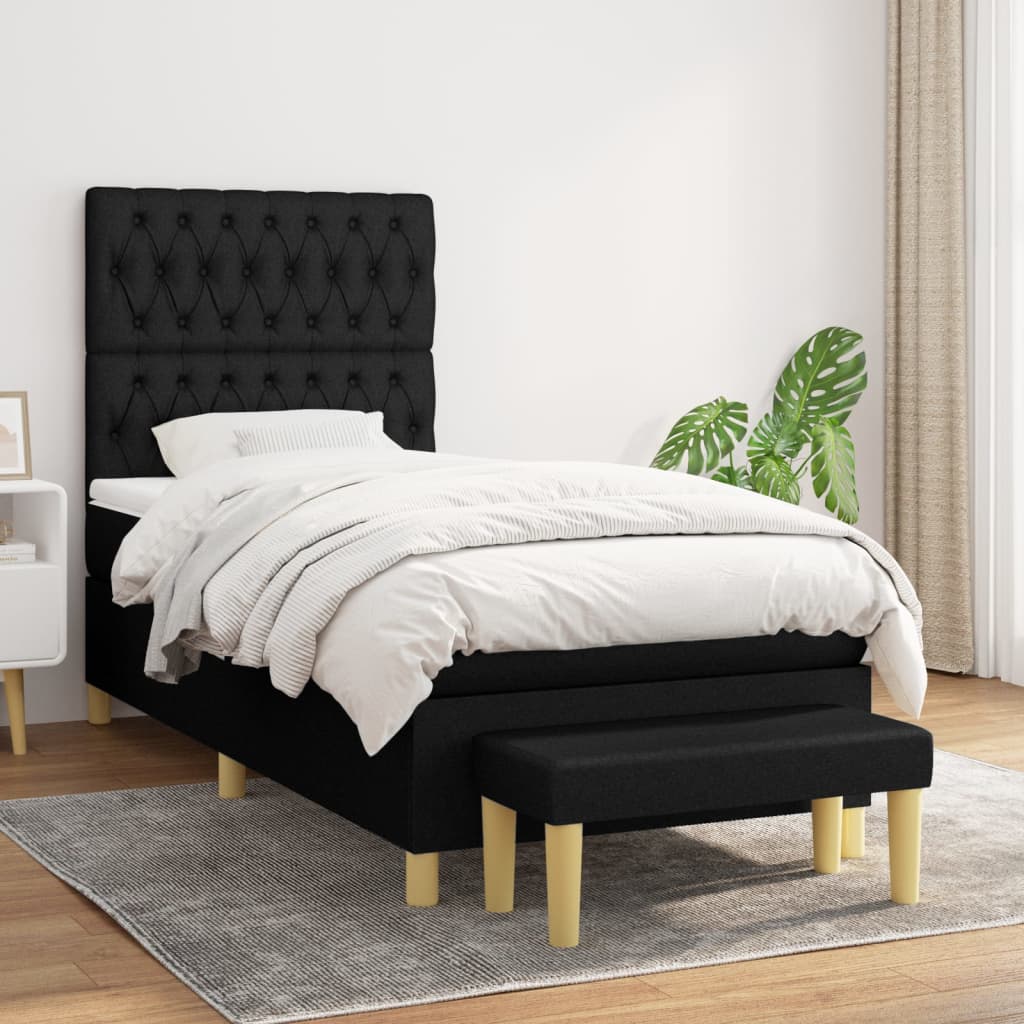 Lit À Ressorts Avec Coussin 190 X 90 Cm Tissu