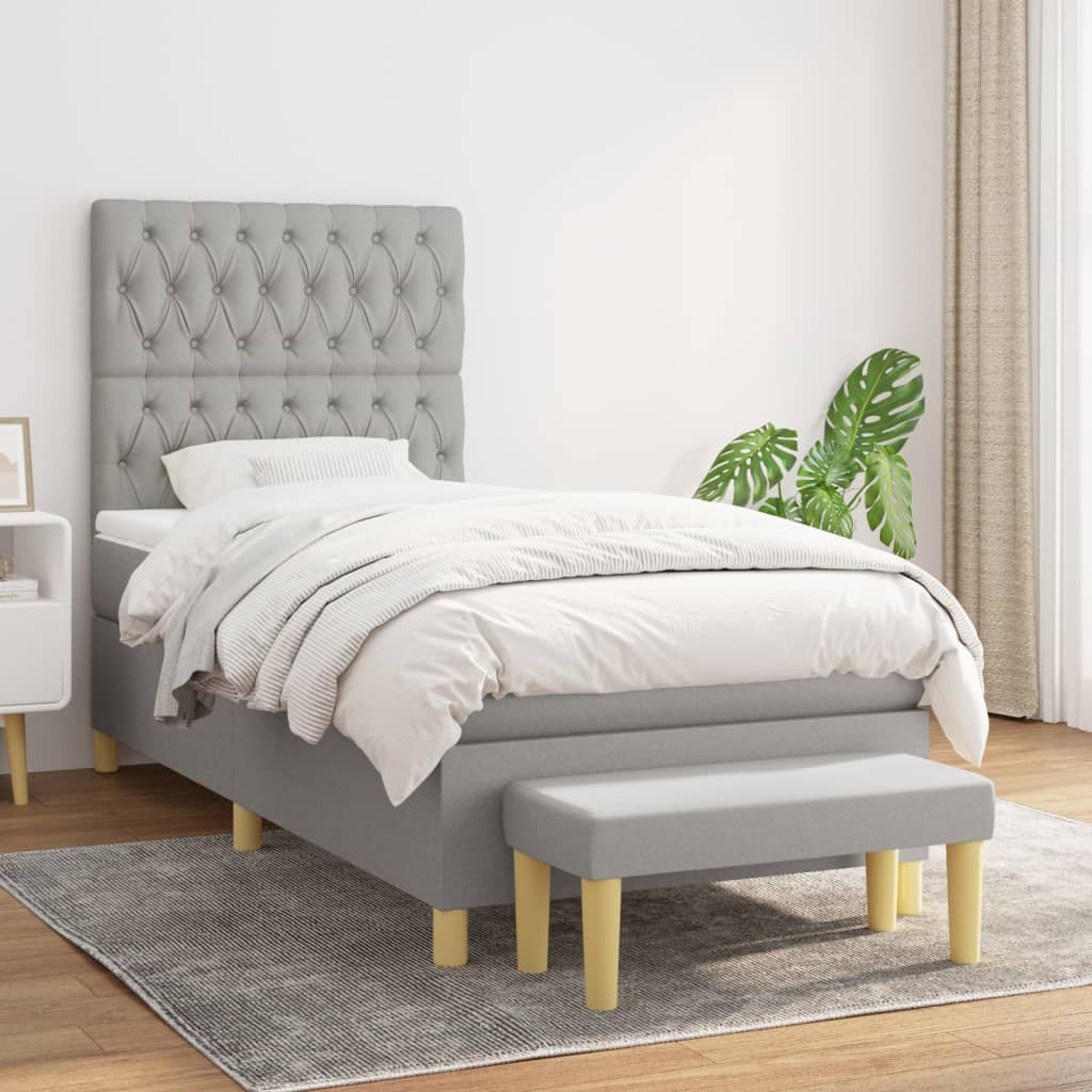 Lit À Ressorts Avec Coussin 190 X 90 Cm Tissu