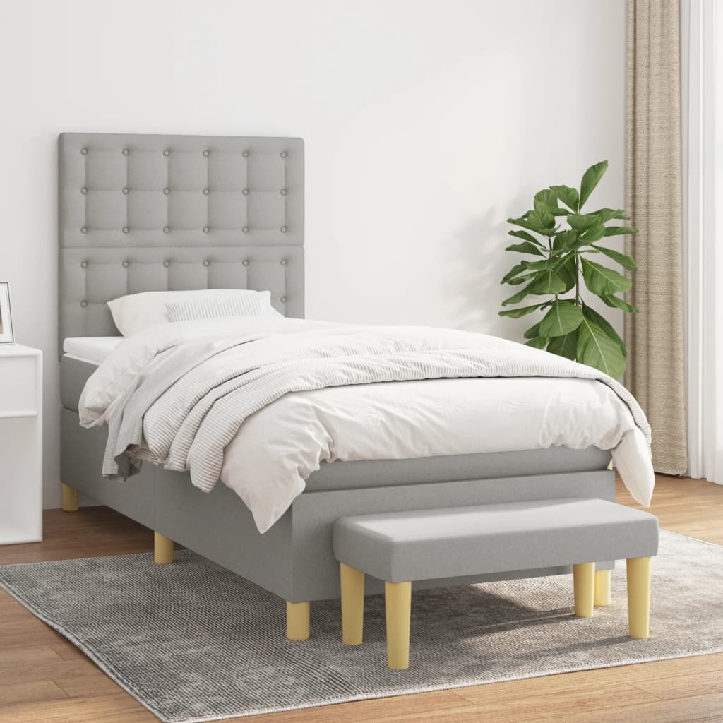 Lit À Ressorts Avec Coussin 190 X 90 Cm Tissu