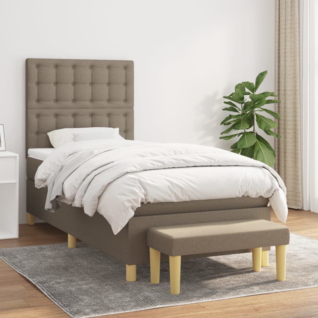 Lit À Ressorts Avec Coussin 190 X 90 Cm Tissu