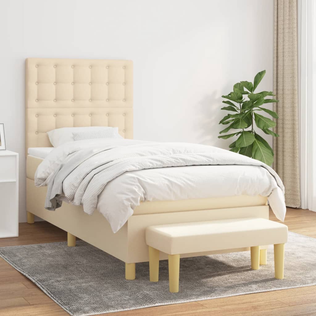 Lit À Ressorts Avec Coussin 190 X 90 Cm Tissu