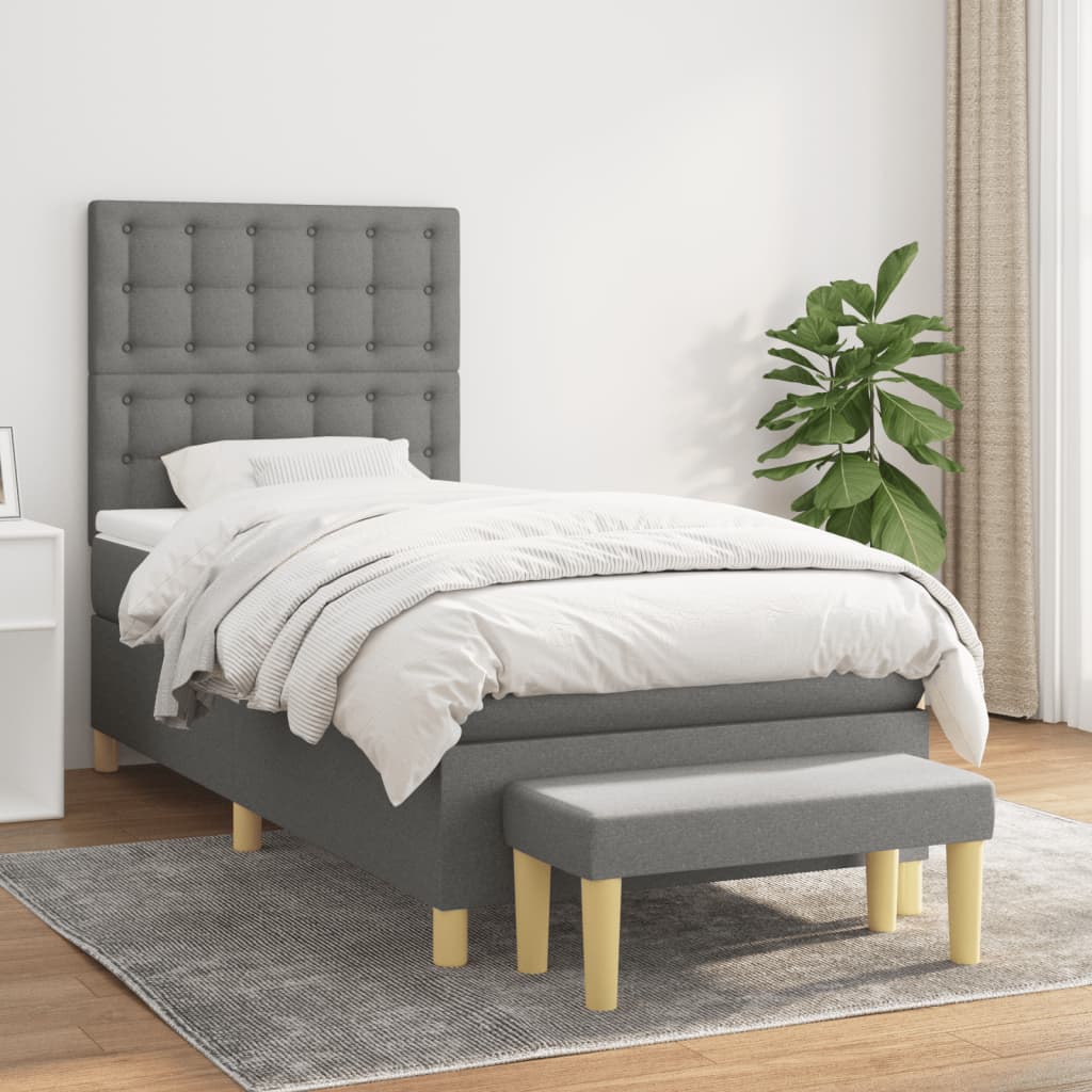 Lit À Ressorts Avec Coussin 190 X 90 Cm Tissu