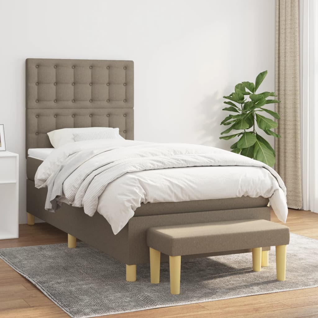 Lit À Ressorts Avec Coussin 190 X 90 Cm Tissu