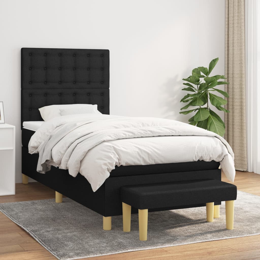 Lit À Ressorts Avec Coussin 190 X 90 Cm Tissu